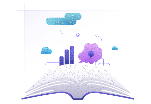 Storytelling illustration with charts and graphs